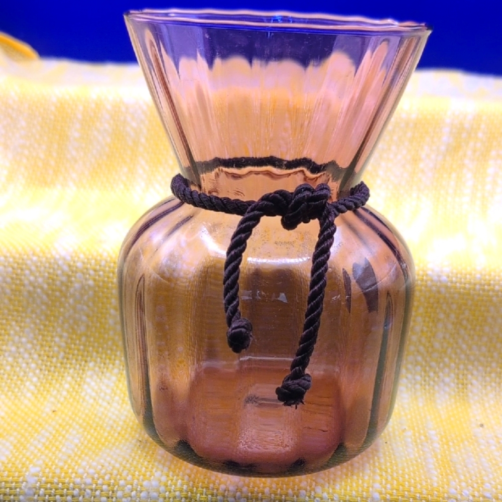 Box#19 Pilgrim Cranberry Glass Vase with Rope Accent